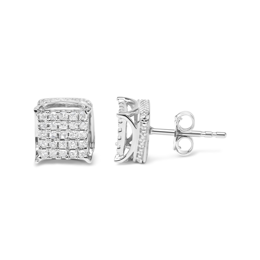 Image 990604_ALTMORE2.jpg, Product 990-604 / Price $2,256.00, 10K White Gold 1/2 Cttw Princess Cut Diamond Square Shaped Multi Stone Stud Earrings (H-I Color, SI1-SI2 Clarity) from Haus of Brilliance on TSC.ca's Jewellery department