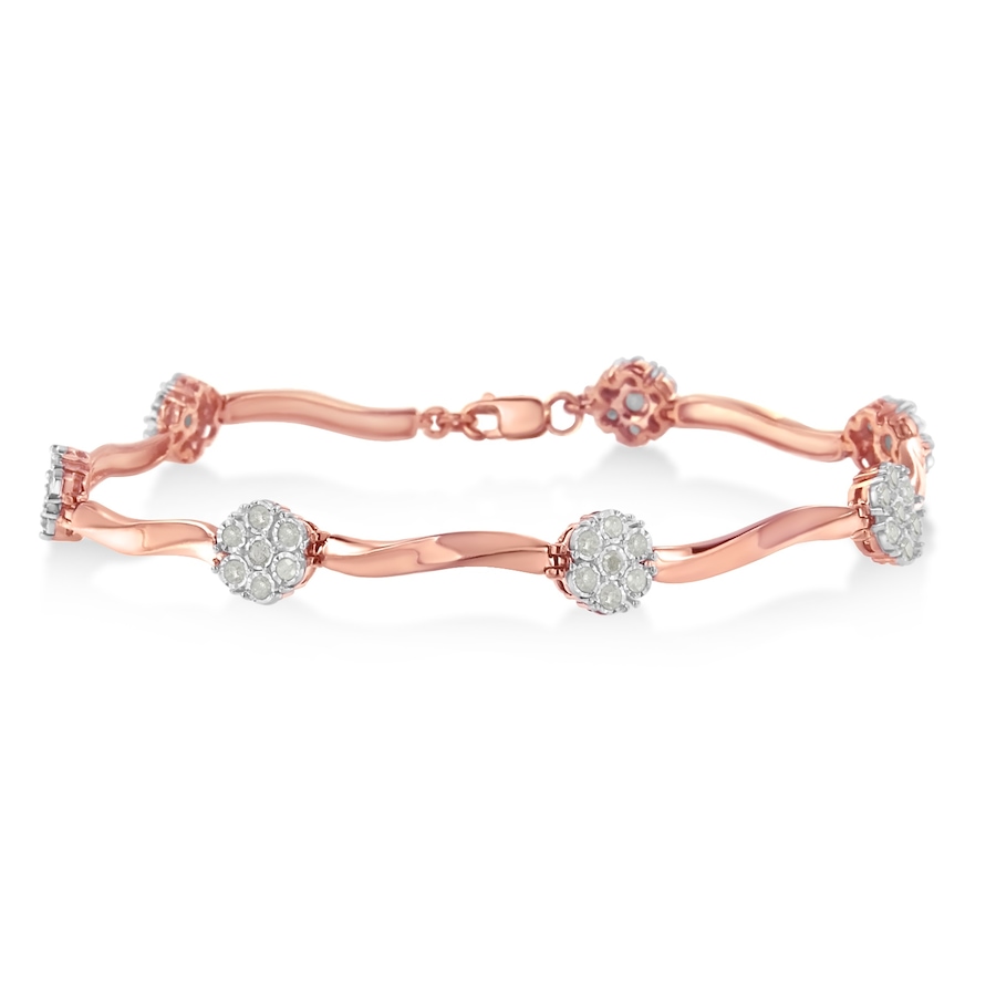 Image 990610.jpg, Product 990-610 / Price $1,206.00, .925 10k Rose Gold Over Sterling Silver 1.0 cttw Diamond Floral Link Bracelet (I-J Color,I3 Clarity) from Haus of Brilliance on TSC.ca's Jewellery department