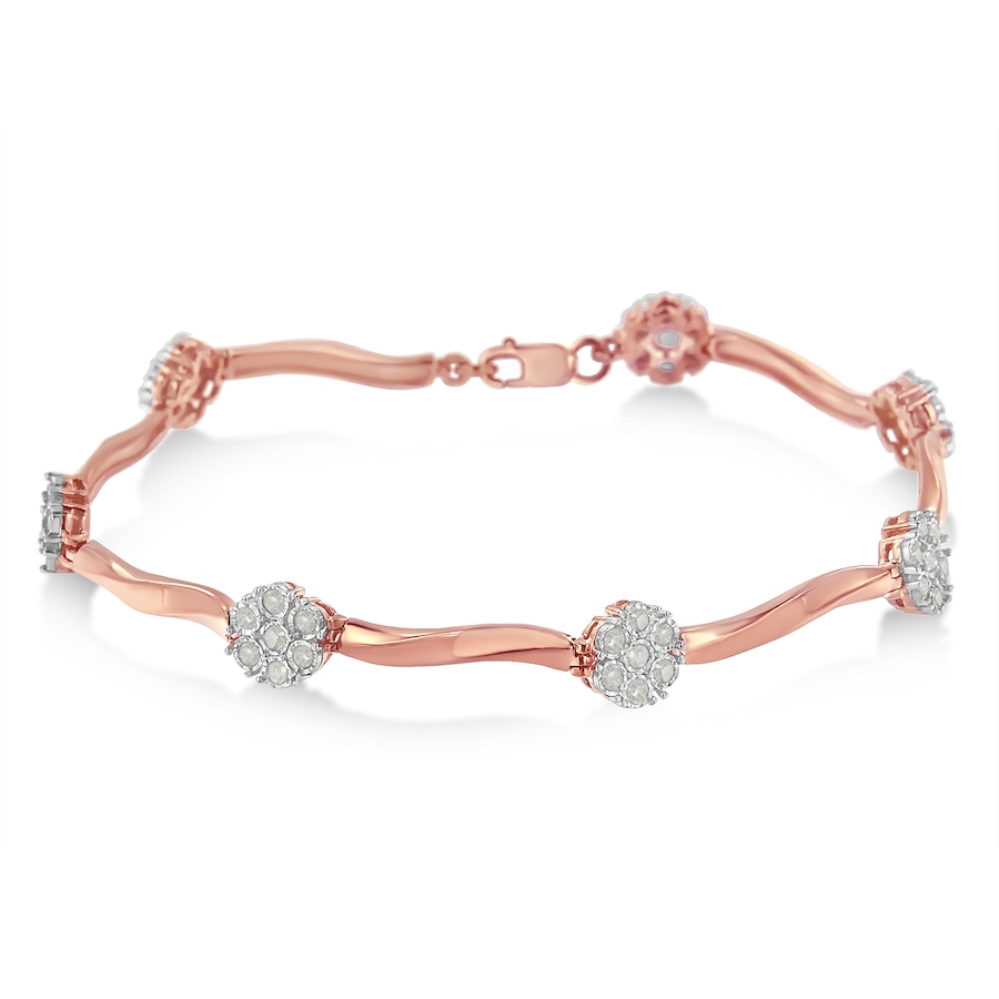 Image 990610_ALTMORE1.jpg, Product 990-610 / Price $1,206.00, .925 10k Rose Gold Over Sterling Silver 1.0 cttw Diamond Floral Link Bracelet (I-J Color,I3 Clarity) from Haus of Brilliance on TSC.ca's Jewellery department