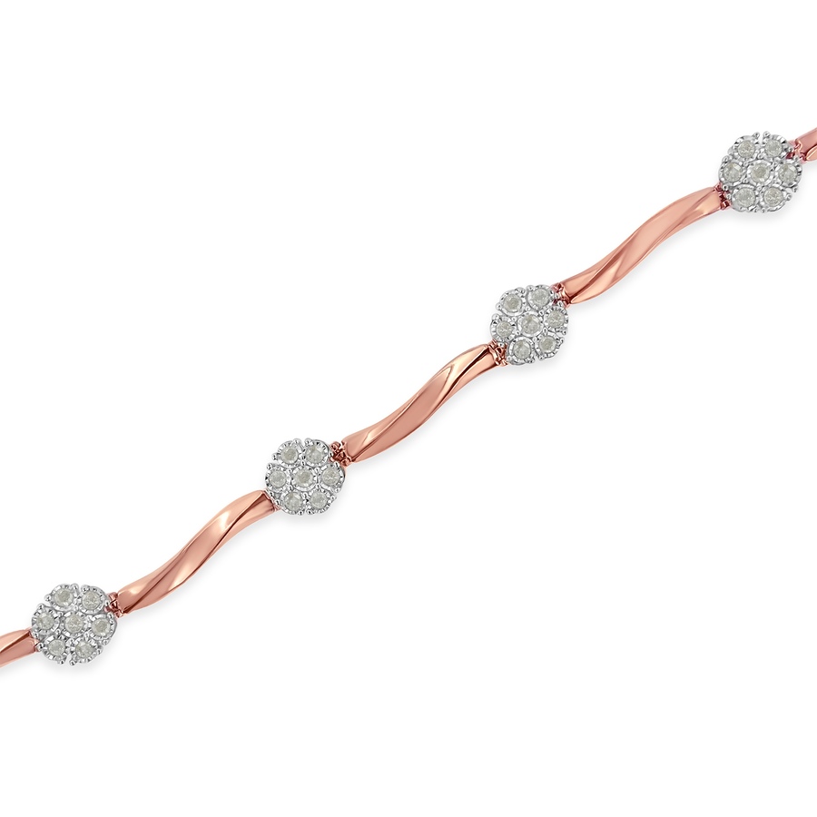 Image 990610_ALTMORE2.jpg, Product 990-610 / Price $1,206.00, .925 10k Rose Gold Over Sterling Silver 1.0 cttw Diamond Floral Link Bracelet (I-J Color,I3 Clarity) from Haus of Brilliance on TSC.ca's Jewellery department
