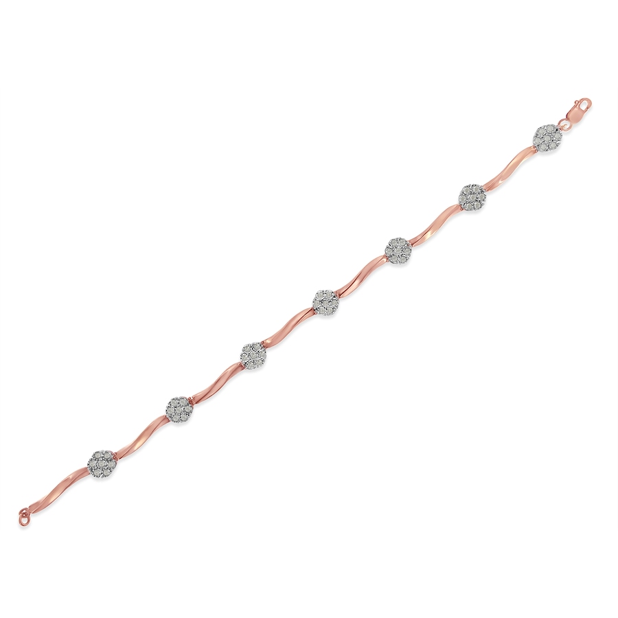 Image 990610_ALTMORE3.jpg, Product 990-610 / Price $1,206.00, .925 10k Rose Gold Over Sterling Silver 1.0 cttw Diamond Floral Link Bracelet (I-J Color,I3 Clarity) from Haus of Brilliance on TSC.ca's Jewellery department