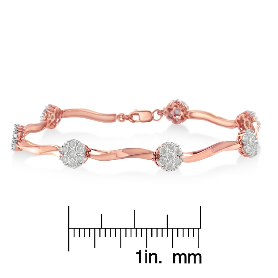 Image 990610_ALTMORE5.jpg, Product 990-610 / Price $1,206.00, .925 10k Rose Gold Over Sterling Silver 1.0 cttw Diamond Floral Link Bracelet (I-J Color,I3 Clarity) from Haus of Brilliance on TSC.ca's Jewellery department