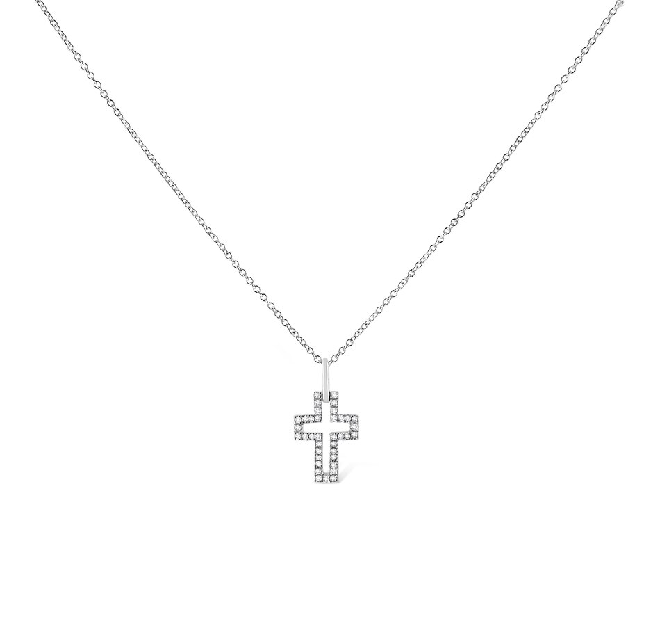 Image 990639_ALTMORE1.jpg, Product 990-639 / Price $492.00, .925 Sterling Silver 1/10 cttw Pave-Set Round-Cut Diamond Open Cross 18" Pendant Necklace (I-J Color, I1-2 Clarity) from Haus of Brilliance on TSC.ca's Jewellery department