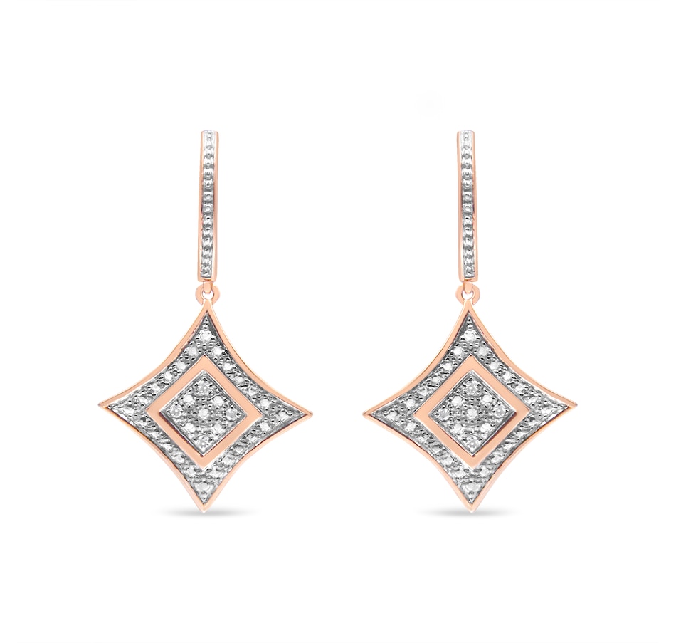 Image 990640_ALTMORE1.jpg, Product 990-640 / Price $375.00, 14K Rose Gold Plated .925 Sterling Silver Round-Cut Diamond Accent Dangle Rhombus Earrings (H-I Color, I2-I3 Clarity) from Haus of Brilliance on TSC.ca's Jewellery department