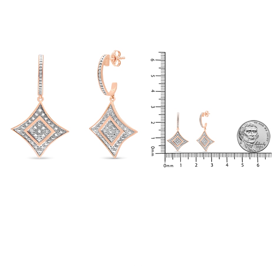Image 990640_ALTMORE4.jpg, Product 990-640 / Price $375.00, 14K Rose Gold Plated .925 Sterling Silver Round-Cut Diamond Accent Dangle Rhombus Earrings (H-I Color, I2-I3 Clarity) from Haus of Brilliance on TSC.ca's Jewellery department