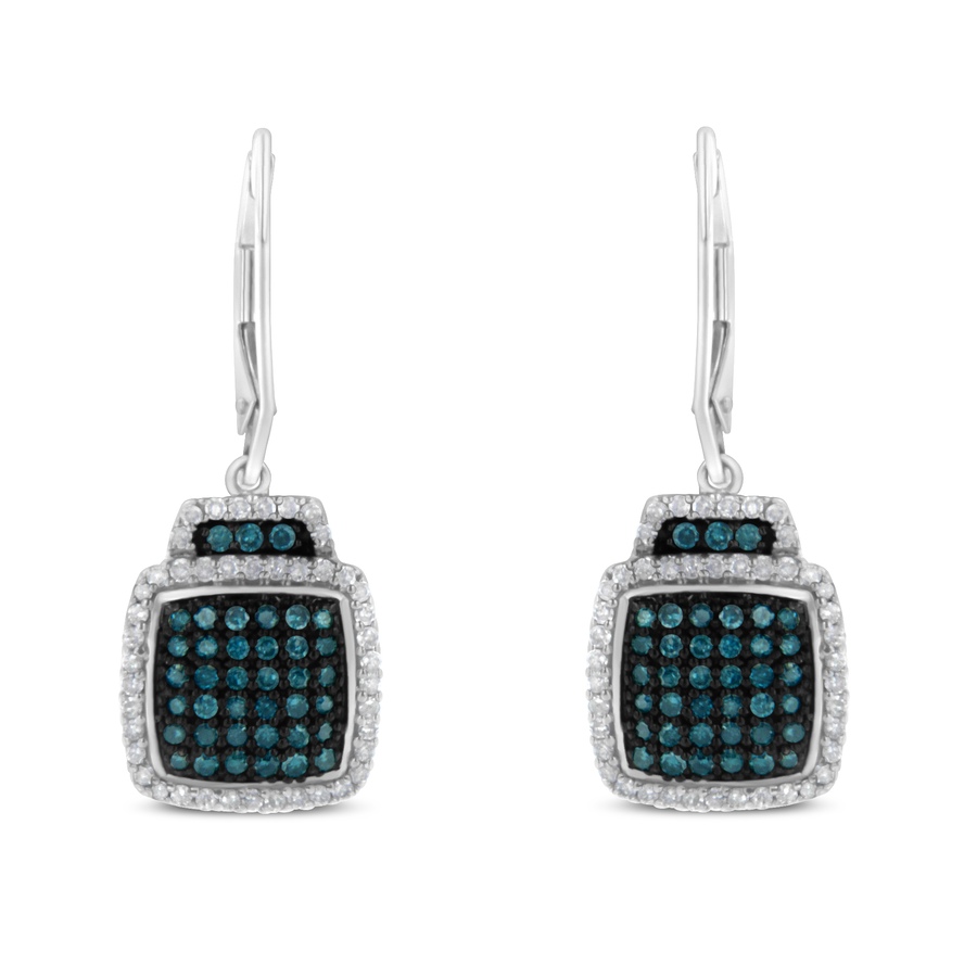 Image 990641_ALTMORE2.jpg, Product 990-641 / Price $2,352.00, Black Rhodium over .925 Sterling Silver ¾ Cttw Blue and White Diamond Cushion Shaped Dangle Earrings (Enhanced Blue & I-J Color, I2-I3 Clarity) from Haus of Brilliance on TSC.ca's Jewellery department