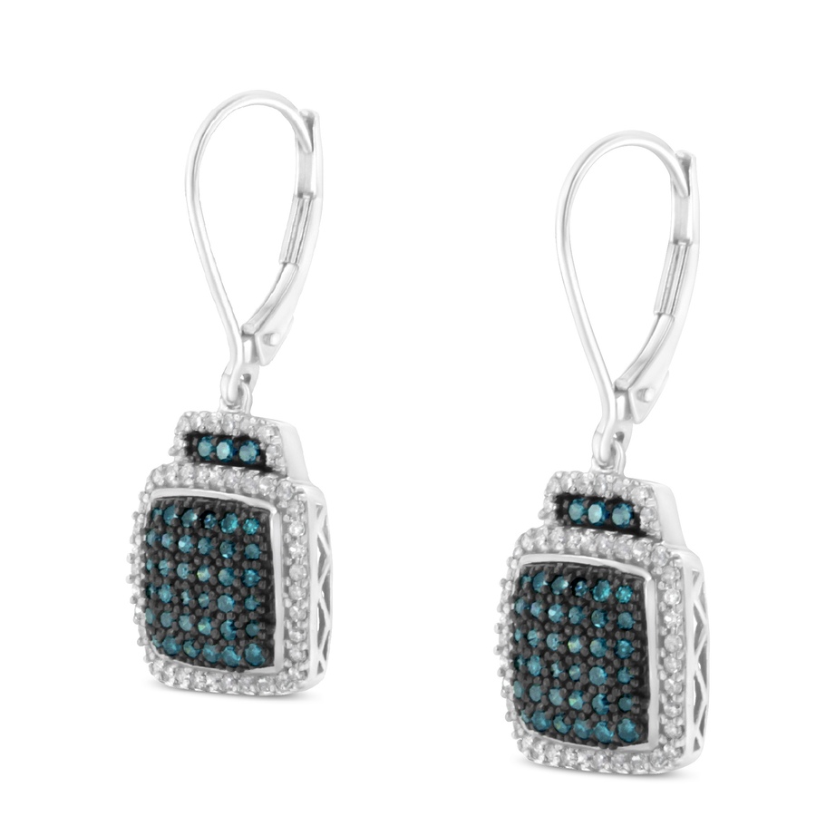 Image 990641_ALTMORE3.jpg, Product 990-641 / Price $2,352.00, Black Rhodium over .925 Sterling Silver ¾ Cttw Blue and White Diamond Cushion Shaped Dangle Earrings (Enhanced Blue & I-J Color, I2-I3 Clarity) from Haus of Brilliance on TSC.ca's Jewellery department