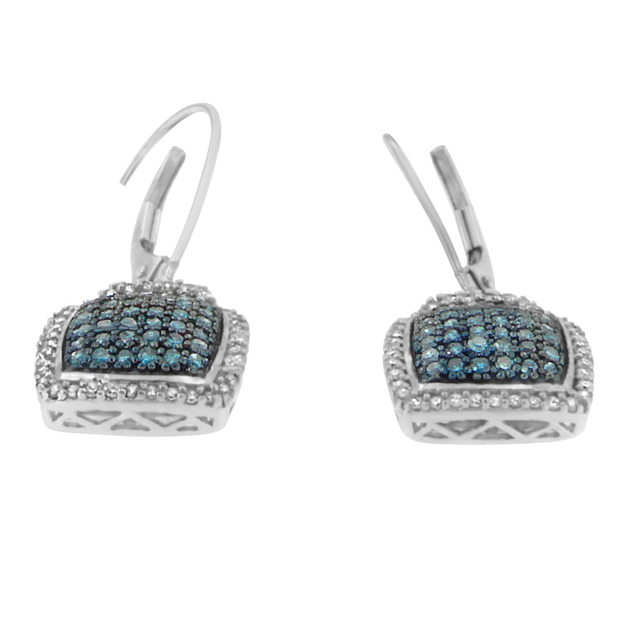 Image 990641_ALTMORE4.jpg, Product 990-641 / Price $2,352.00, Black Rhodium over .925 Sterling Silver ¾ Cttw Blue and White Diamond Cushion Shaped Dangle Earrings (Enhanced Blue & I-J Color, I2-I3 Clarity) from Haus of Brilliance on TSC.ca's Jewellery department