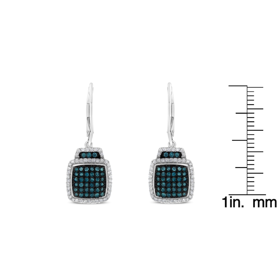 Image 990641_ALTMORE6.jpg, Product 990-641 / Price $2,352.00, Black Rhodium over .925 Sterling Silver ¾ Cttw Blue and White Diamond Cushion Shaped Dangle Earrings (Enhanced Blue & I-J Color, I2-I3 Clarity) from Haus of Brilliance on TSC.ca's Jewellery department