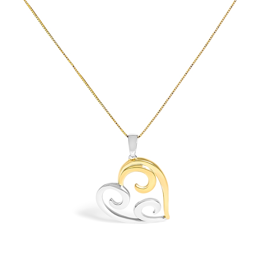 Image 990643.jpg, Product 990-643 / Price $425.00, 10K Yellow Gold Over .925 Sterling Silver Open Heart with Swirls 18" Box Chain Pendant Necklace from Haus of Brilliance on TSC.ca's Jewellery department