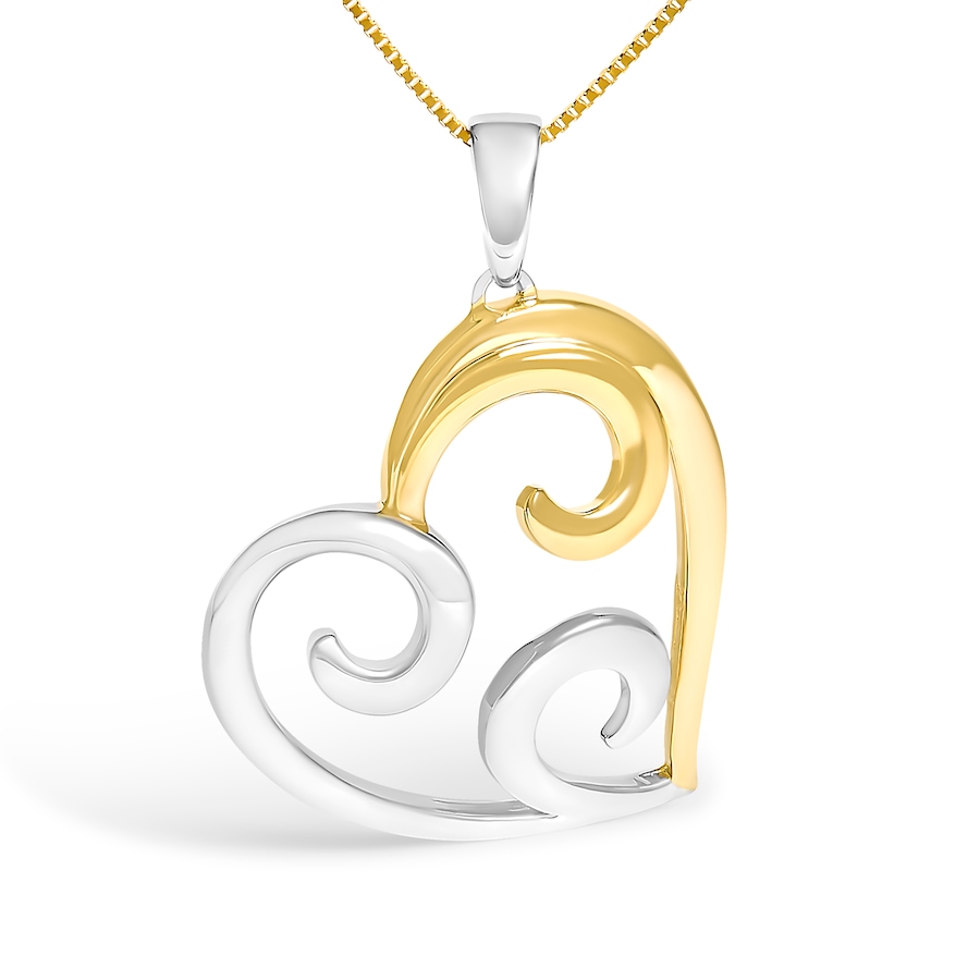 Image 990643_ALTMORE1.jpg, Product 990-643 / Price $425.00, 10K Yellow Gold Over .925 Sterling Silver Open Heart with Swirls 18" Box Chain Pendant Necklace from Haus of Brilliance on TSC.ca's Jewellery department