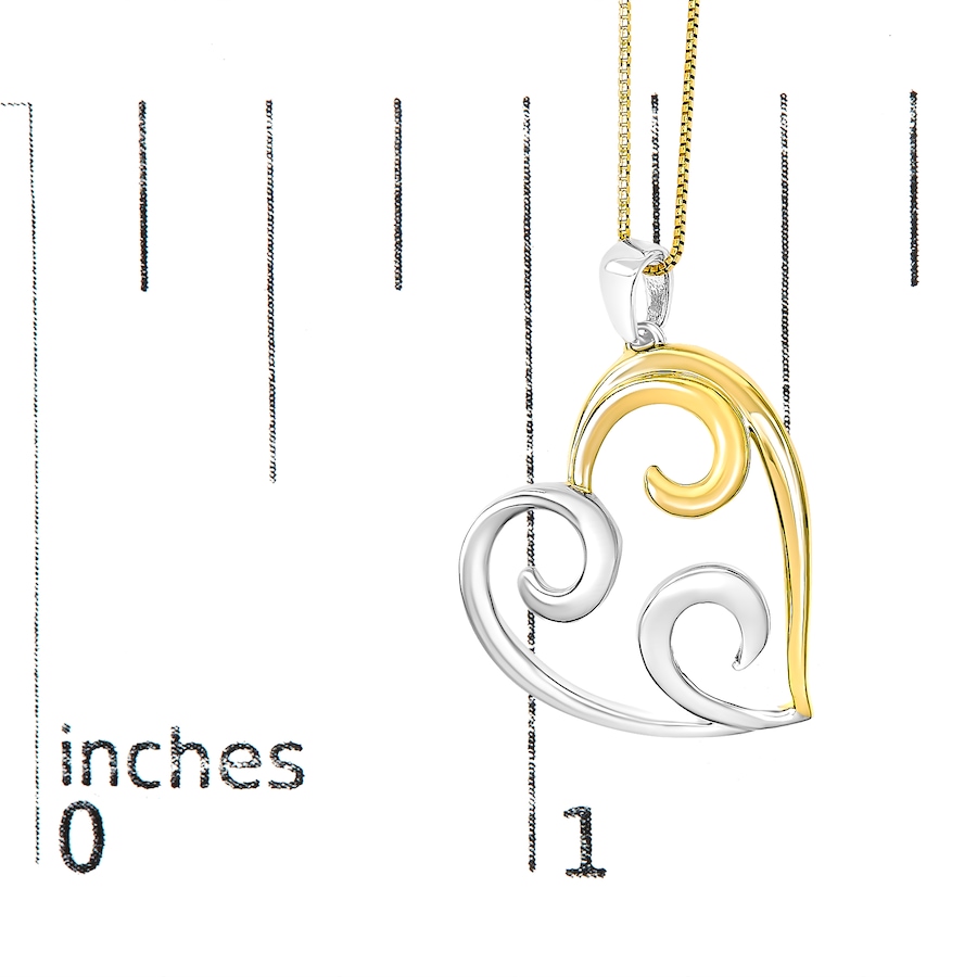 Image 990643_ALTMORE2.jpg, Product 990-643 / Price $425.00, 10K Yellow Gold Over .925 Sterling Silver Open Heart with Swirls 18" Box Chain Pendant Necklace from Haus of Brilliance on TSC.ca's Jewellery department