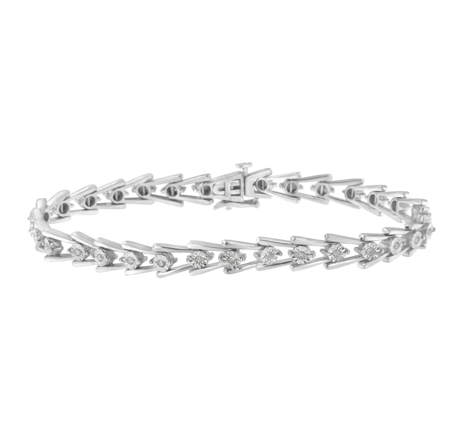Image 990647.jpg, Product 990-647 / Price $1,287.00, .925 Sterling Silver 1/4 cttw Miracle Set Diamond Sleek and Open "V"Bracelet (I-J Color, I3 Clarity) -7.5" from Haus of Brilliance on TSC.ca's Jewellery department