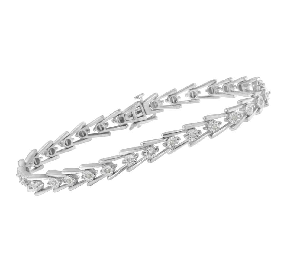 Image 990647_ALTMORE2.jpg, Product 990-647 / Price $1,287.00, .925 Sterling Silver 1/4 cttw Miracle Set Diamond Sleek and Open "V"Bracelet (I-J Color, I3 Clarity) -7.5" from Haus of Brilliance on TSC.ca's Jewellery department