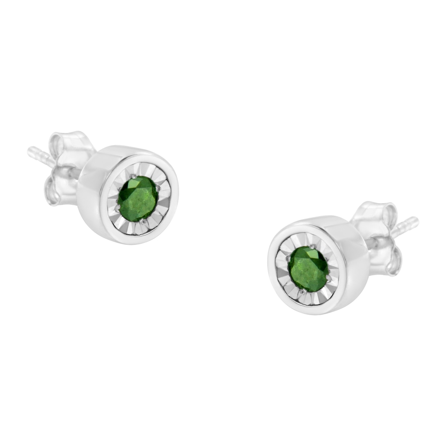 Image 990650.jpg, Product 990-650 / Price $527.00, .925 Sterling Silver 1/4 Cttw Round Brilliant-Cut Green Diamond Miracle-Set Stud Earrings (Fancy Color-Enhanced, I1-I2 Clarity) from Haus of Brilliance on TSC.ca's Jewellery department