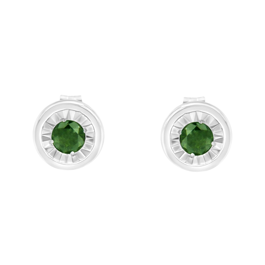 Image 990650_ALTMORE1.jpg, Product 990-650 / Price $527.00, .925 Sterling Silver 1/4 Cttw Round Brilliant-Cut Green Diamond Miracle-Set Stud Earrings (Fancy Color-Enhanced, I1-I2 Clarity) from Haus of Brilliance on TSC.ca's Jewellery department