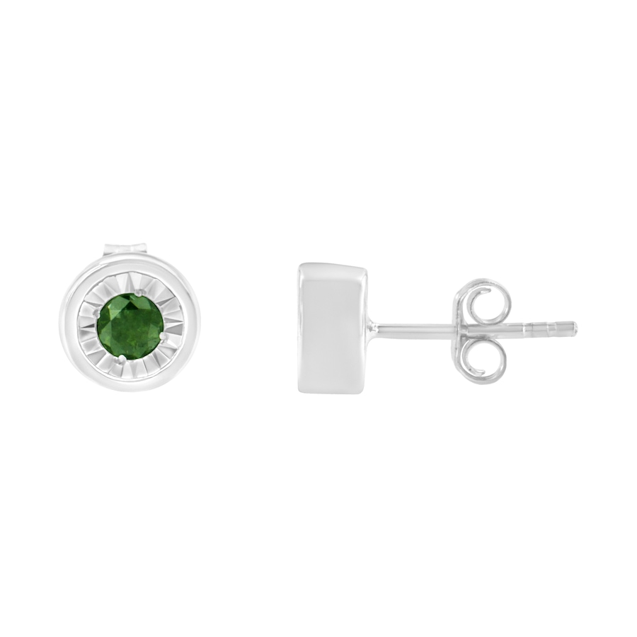 Image 990650_ALTMORE2.jpg, Product 990-650 / Price $527.00, .925 Sterling Silver 1/4 Cttw Round Brilliant-Cut Green Diamond Miracle-Set Stud Earrings (Fancy Color-Enhanced, I1-I2 Clarity) from Haus of Brilliance on TSC.ca's Jewellery department