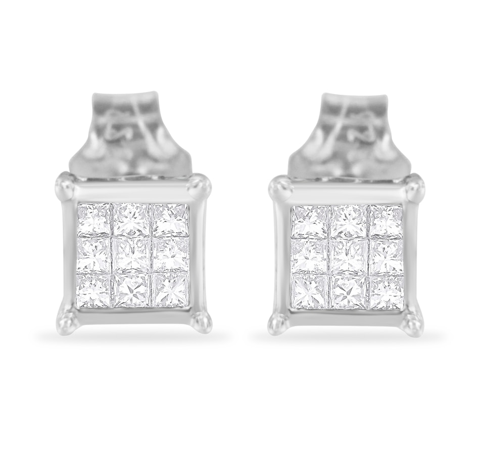 Image 990651.jpg, Product 990-651 / Price $808.00, Sterling Silver Princess Cut Diamond Square Stud Earrings (.3 cttw, H-I Color, I1-I2 Clarity) from Haus of Brilliance on TSC.ca's Jewellery department