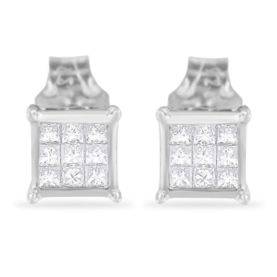 Image 990651.jpg, Product 990-651 / Price $808.00, Sterling Silver Princess Cut Diamond Square Stud Earrings (.3 cttw, H-I Color, I1-I2 Clarity) from Haus of Brilliance on TSC.ca's Jewellery department