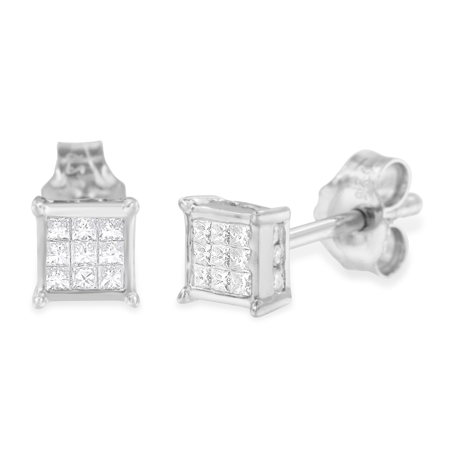 Image 990651_ALTMORE2.jpg, Product 990-651 / Price $808.00, Sterling Silver Princess Cut Diamond Square Stud Earrings (.3 cttw, H-I Color, I1-I2 Clarity) from Haus of Brilliance on TSC.ca's Jewellery department