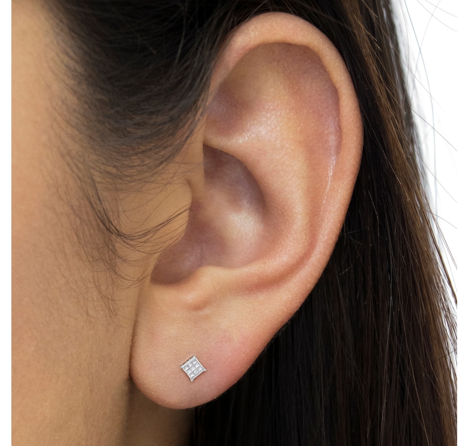 Image 990651_ALTMORE4.jpg, Product 990-651 / Price $808.00, Sterling Silver Princess Cut Diamond Square Stud Earrings (.3 cttw, H-I Color, I1-I2 Clarity) from Haus of Brilliance on TSC.ca's Jewellery department