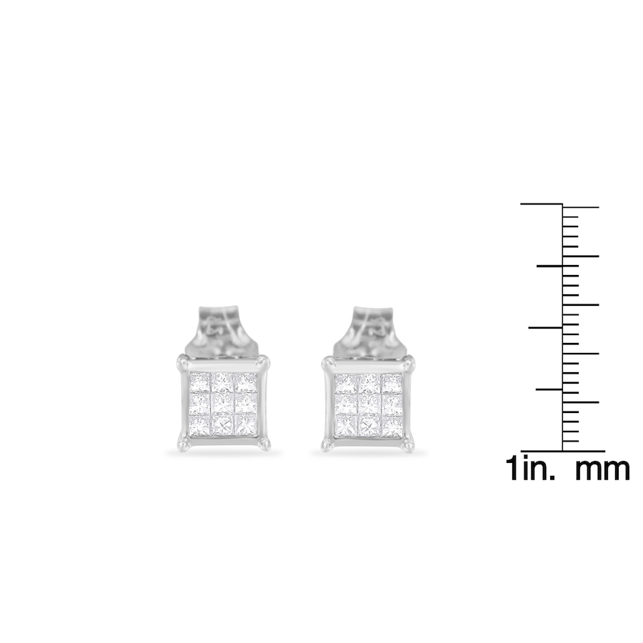 Image 990651_ALTMORE5.jpg, Product 990-651 / Price $808.00, Sterling Silver Princess Cut Diamond Square Stud Earrings (.3 cttw, H-I Color, I1-I2 Clarity) from Haus of Brilliance on TSC.ca's Jewellery department