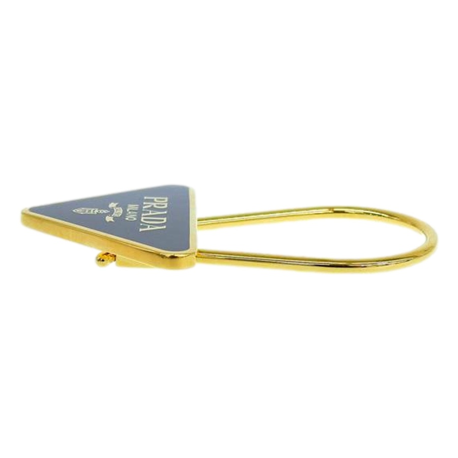 Image 992318_ALTMORE12.jpg, Product 992-318 / Price $676.00, Prada Enameled Metal Logo Pin Key Ring Black and Gold Purse Charm from Prada on TSC.ca's Fashion department