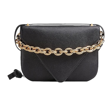Bottega Veneta Mount Envelope Medium Shoulder Bag Leather Black and Gold