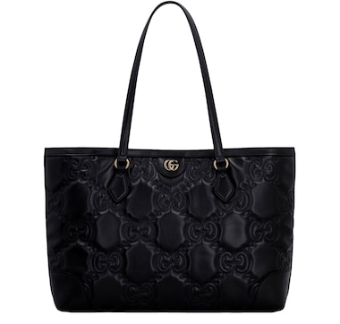 Gucci Ophidia Jumbo GG Matellase Medium Black Leather Tote