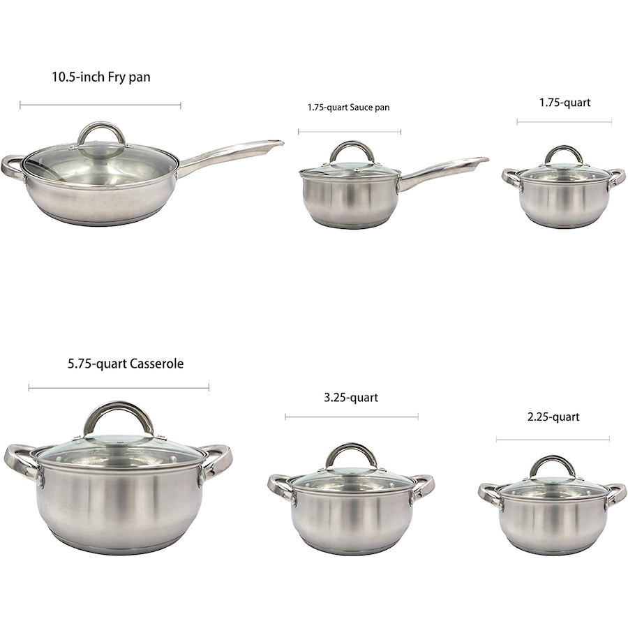 Image 992550_ALTMORE2.jpg, Product 992-550 / Price $129.00, Heim Concept 12-Piece Stainless Steel Cookware Sets with Glass Lid from Heim Concept on TSC.ca's Kitchen department