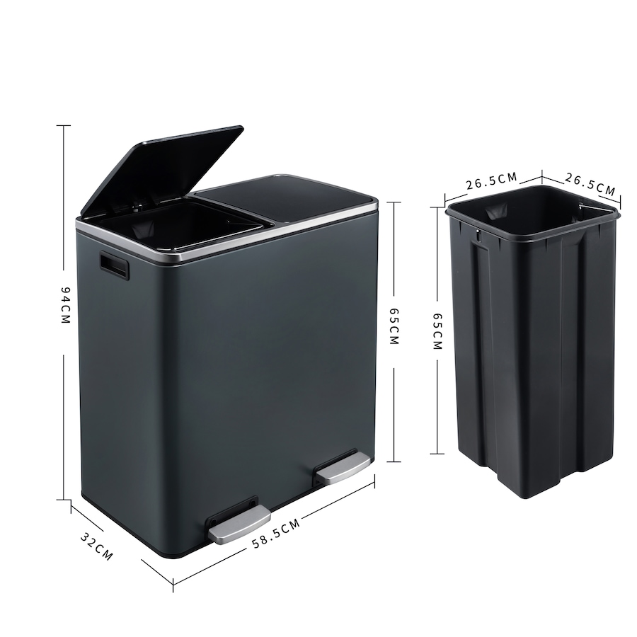 Image 992598_ALTMORE3.jpg, Product 992-598 / Price $240.00, Heim Concept 60L Dual Compartment Trash Can - Matt Grey from Heim Concept on TSC.ca's Home & Garden department