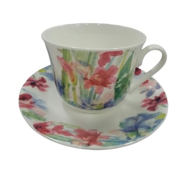 Roy Kirkham Breakfast  CUP & SAUCER.-SWEET MEADOW (set of 2) Bone China Made in England