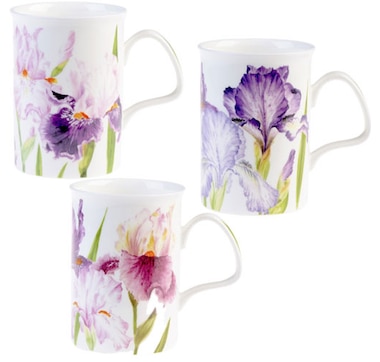 Roy Kirkham Lancaster Mug - Iris, Set of 6, Bone China Ceramic, Made in England