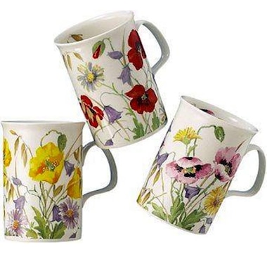 Roy Kirkham Lancaster Mug - English Meadow Set of 6, Bone China Ceramic Made in England