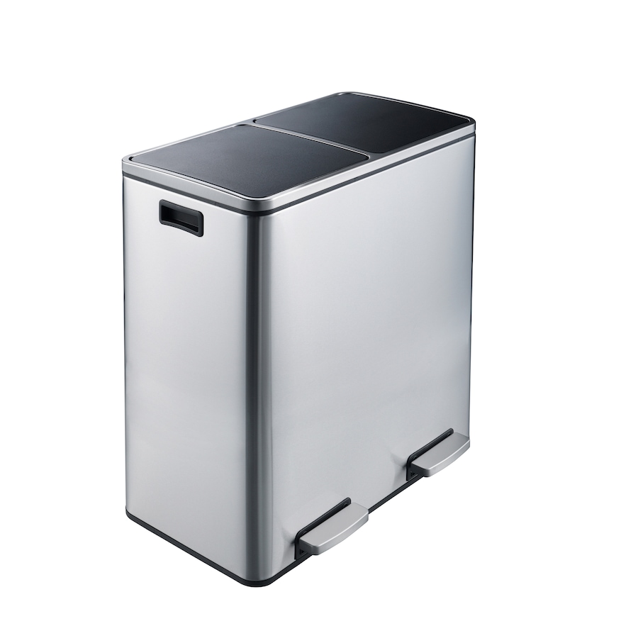 Image 992644.jpg, Product 992-644 / Price $297.00, Heim Concept Stainless Steel 60L Stainless Steel Dual Compartment Trash Can - Matt Silver from Jiallo on TSC.ca's Home & Garden department
