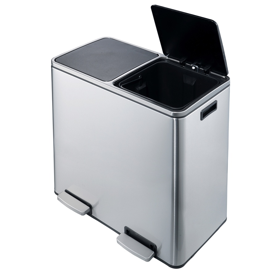 Image 992644_ALTMORE3.jpg, Product 992-644 / Price $297.00, Heim Concept Stainless Steel 60L Stainless Steel Dual Compartment Trash Can - Matt Silver from Jiallo on TSC.ca's Home & Garden department