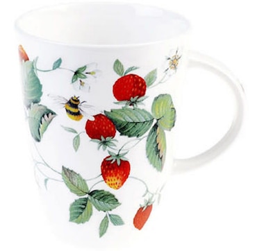 Roy Kirkham Louise Mug - Alpine Strawberry Set of 6, Bone China Ceramic Made in England