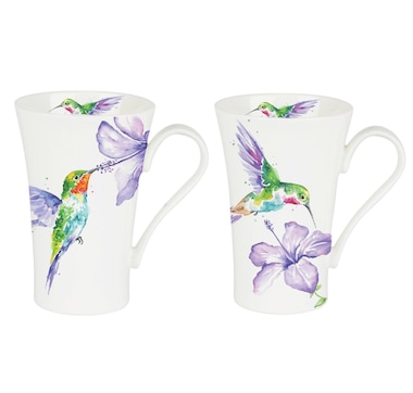 Roy Kirkham LATTE MUG 600ML-HUMMBIRDS  - Set of 6, Bone China Made in England