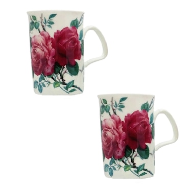 Roy Kirkham Lancaster Mug - English Rose Set of 6, Bone China Ceramic Made in England