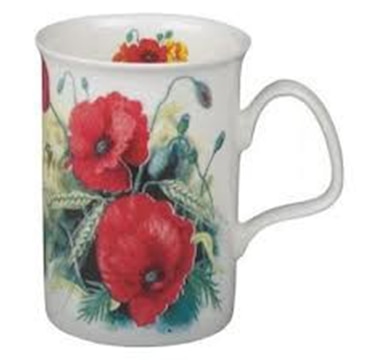 Roy Kirkham Lancaster Mug - Poppy, Set of 6, Bone China Ceramic Made in England
