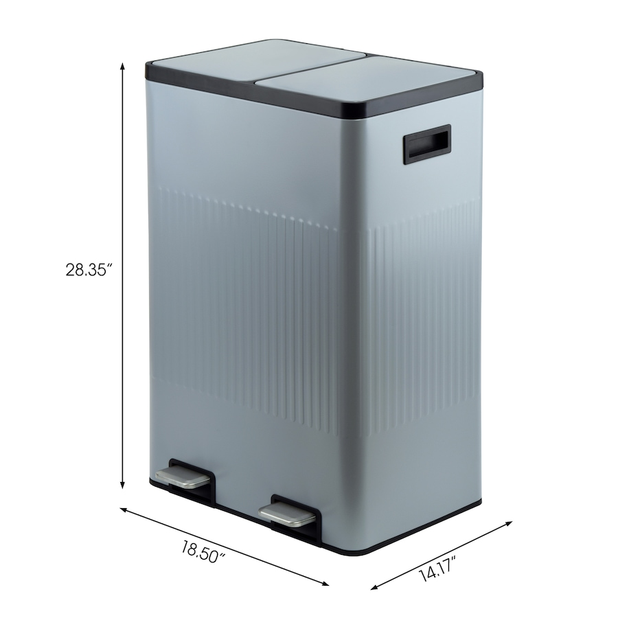 Image 992679_ALTMORE1.jpg, Product 992-679 / Price $286.00, 60L (30LX2) Powder coating 2 compartments garbage and recycling bins with elegant linear embossment, soft-close lids and soft pedal. from Jiallo on TSC.ca's Home & Garden department