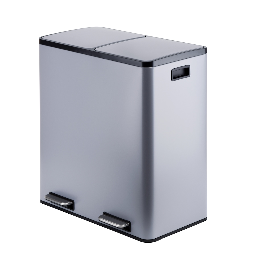 Image 992680.jpg, Product 992-680 / Price $286.00, 60L (30LX2) Powder coating 2 compartments 2 compartments garbage and recycling bins with soft-close lids in grey color from Jiallo on TSC.ca's Home & Garden department