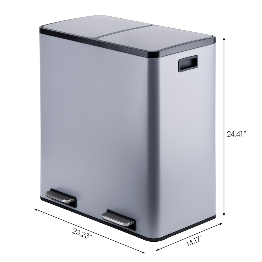 Image 992680_ALTMORE1.jpg, Product 992-680 / Price $286.00, 60L (30LX2) Powder coating 2 compartments 2 compartments garbage and recycling bins with soft-close lids in grey color from Jiallo on TSC.ca's Home & Garden department