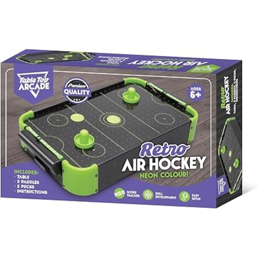 Image 992767.jpg, Product 992-767 / Price $39.99, Tradeopia Tabletop Neon Retro Mini Air Hockey Game, with 2 Paddles, and 2 Pucks from Tradeopia on TSC.ca's Toys & Hobbies department