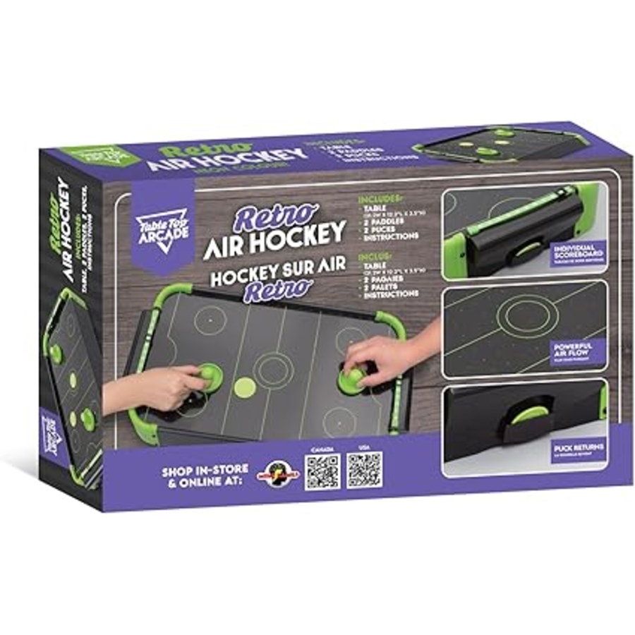 Image 992767_ALTMORE1.jpg, Product 992-767 / Price $39.99, Tradeopia Tabletop Neon Retro Mini Air Hockey Game, with 2 Paddles, and 2 Pucks from Tradeopia on TSC.ca's Toys & Hobbies department