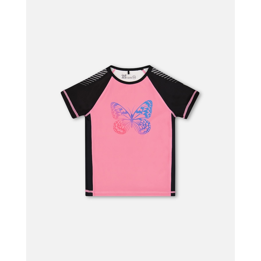 Image 993031.jpg, Product 993-031 / Price $18.00, Printed Short Sleeve Athletic Top Pink With Butterflies from Deux par Deux on TSC.ca's Fashion department