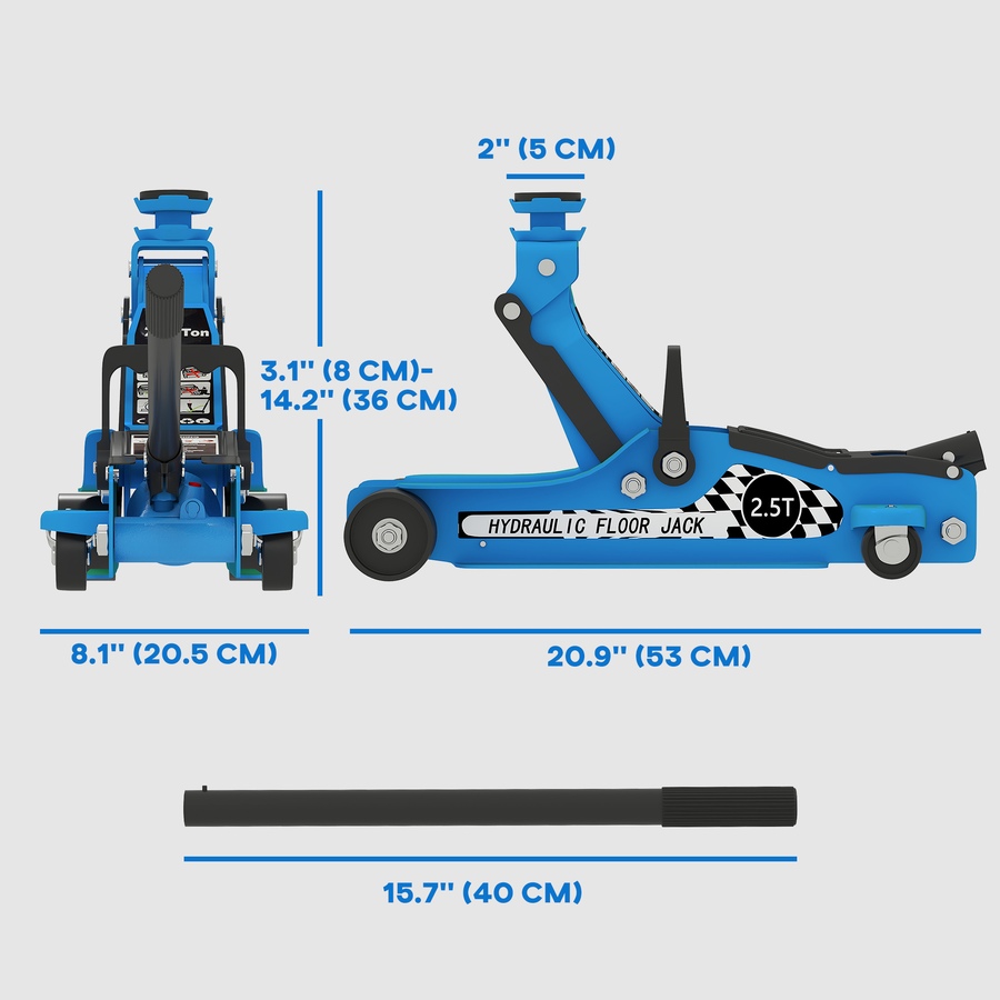 Image 993051_ALTMORE2.jpg, Product 993-051 / Price $69.99, HOMCOM Hydraulic Low Profile Jack 3.1"-14.1" 2.5 T Racing Floor Jack, Blue from HOMCOM on TSC.ca's Home & Garden department