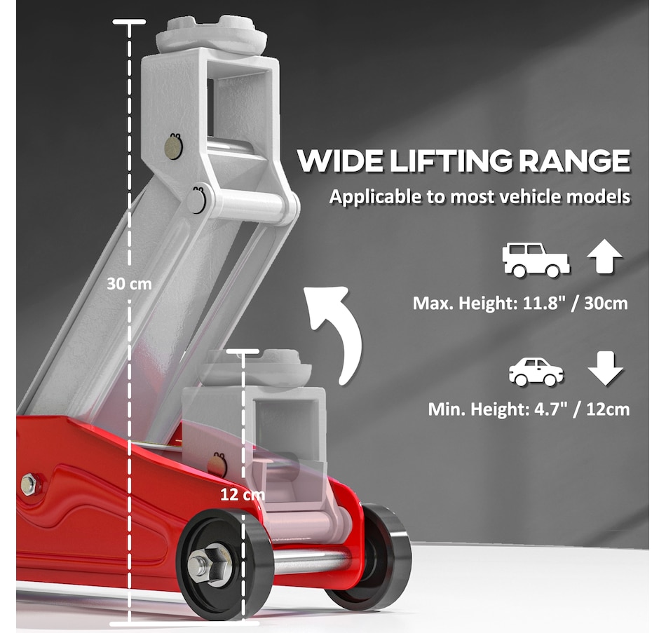 Image 993055_ALTMORE3.jpg, Product 993-055 / Price $64.99, HOMCOM Hydraulic Low Profile Jack 4.7"-11.8" 2 Ton Racing Floor Jack, Red from HOMCOM on TSC.ca's Home & Garden department