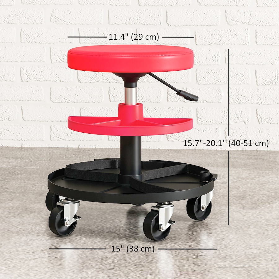 Image 993057_ALTMORE2.jpg, Product 993-057 / Price $62.99, HOMCOM Rolling Mechanic Stool, 300 LBS Capacity Garage Stool, Red from HOMCOM on TSC.ca's Home & Garden department