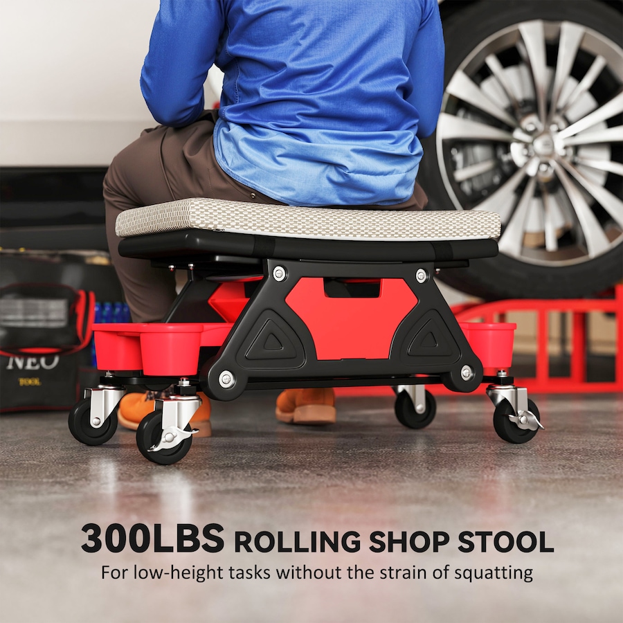 Image 993060_ALTMORE3.jpg, Product 993-060 / Price $69.99, HOMCOM Rolling Mechanic Stool, 300 LBS Capacity Garage Stool, Grey from HOMCOM on TSC.ca's Home & Garden department